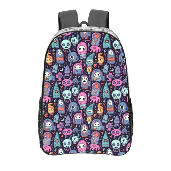 Kdxio Funny colorful skull ghost Clear Backpack, Transparent Bookbag for School for Women Men, Capacity Clear Bag for College, Travel