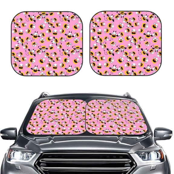Kdxio Funny corn spider web A Print 2-Piece Sun Shade Front Windshield - Foldable Car Front Window Sunshades for Most Sedans SUV Truck