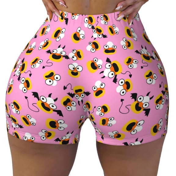 Kdxio Funny corn spider web A Print Workout Shorts for Women Seamless Soft Smooth Gym Yoga Scrunch Active Shorts
