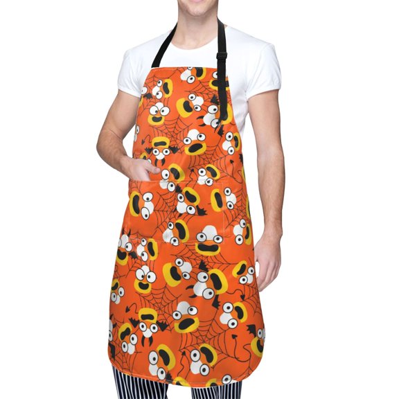 Kdxio Funny corn spider web Apron with Pockets Adjustable Kitchen Aprons for Men Women Waterproof Aprons for Cooking,Drawing,Crafting, Baking Household Cleaning