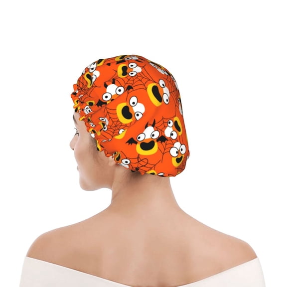 Kdxio Funny corn spider web Print Shower Cap for Women,Elastic and Reusable,Double Waterproof Layers Bathing Hat