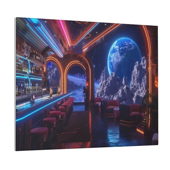 Kdxio Futuristic Bar Space View Pattern Canvas Wall Art for Living Room Wall Decor for Bedroom Bathroom Modern Framed Canvas Art Prints Ready to Hang,Horizontal