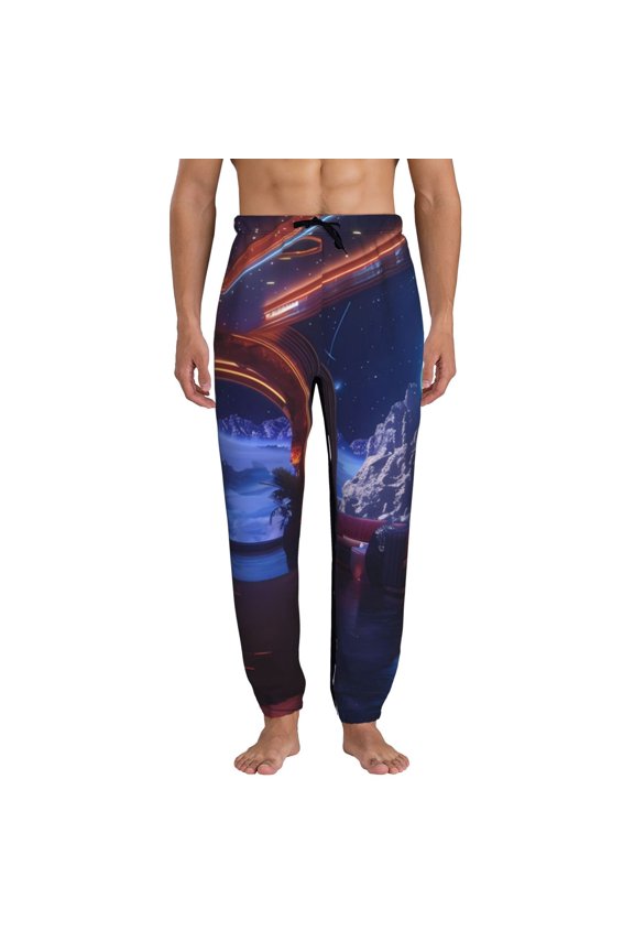 Futuristic Bar Space View Pattern Joggers,Sweatpants for Men with Pockets-Small