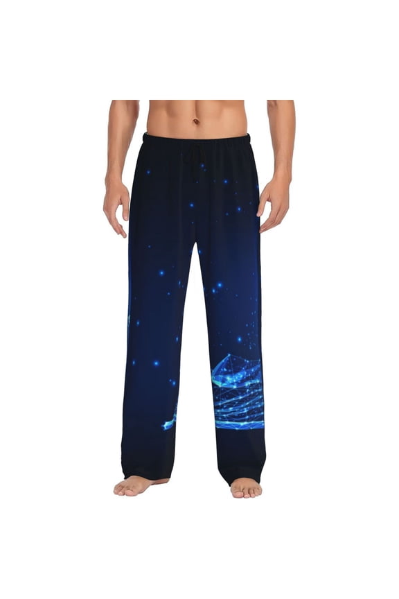 Futuristic Book Knowledge Print Men's Sleep Pajama Pant Lounge Pants with Pockets-Large