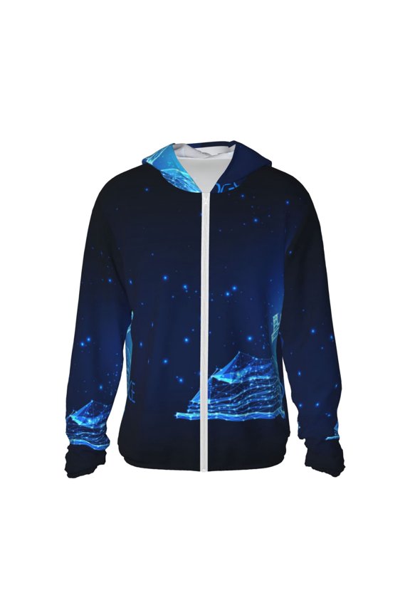 Futuristic Book Knowledge Print Women Men Sun Protection UPF 50+ Jackets Zip Up Long Sleeve Hoodie Hiking Lightweight with Pockets