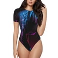 thumbnail image 1 of Kdxio Futuristic Purple Panther for Women's Short-Sleeved Onesie Stylish Round Neck Pajamas Bodysuit Jumpsuit Nightwear-Small, 1 of 7