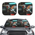 thumbnail image 1 of Kdxio Futuristic Robot Hummingbird Print 2-Piece Sun Shade Front Windshield - Foldable Car Front Window Sunshades for Most Sedans SUV Truck, 1 of 5