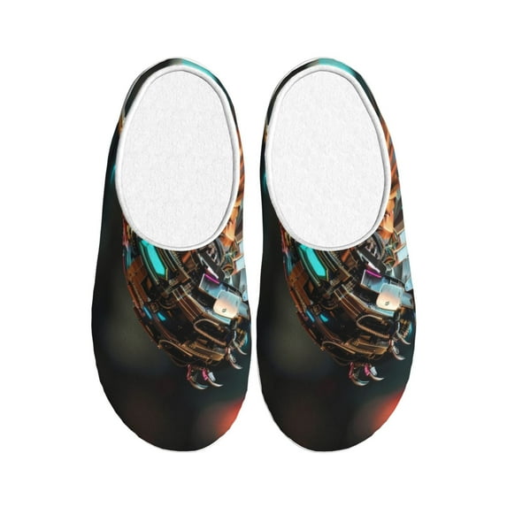 Kdxio Futuristic Robot Hummingbird Women's Men's Slippers Plush Slip-On House Slipper for Winter Indoor Soft Cushion Non-slip Fluffy Slides Slippers-46/47