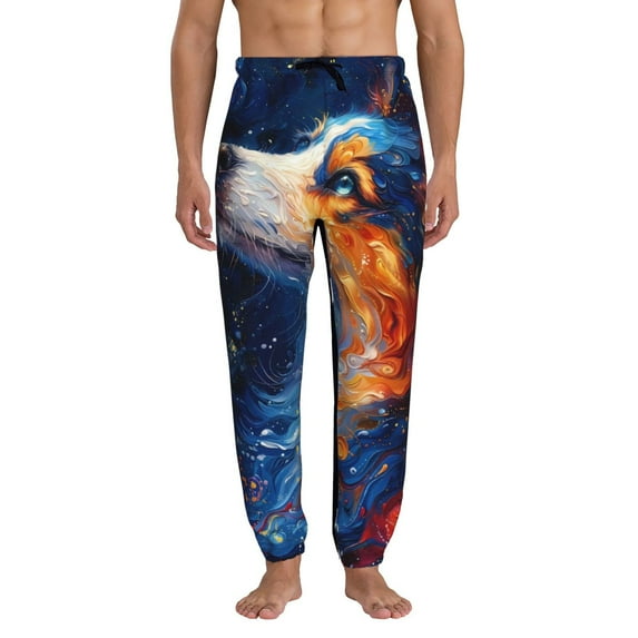 Kdxio Galactic Dog Swirls Art Pattern Joggers,Sweatpants for Men with Pockets-X-Large
