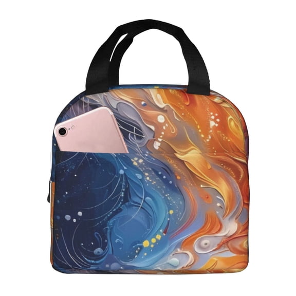 Kdxio Galactic Dog Swirls Art Print Insulated Lunch Bag,Reusable Tote Lunch Box for Women Men,Leakproof Cooler Lunch Bags for Work Office Travel Picnic