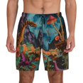 Kdxio Galactic Jungle Dinosaurs Print Men's Swim Trunks with