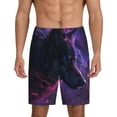 Kdxio Galactic Wolf Stare Print Mens Sleep Shorts Bottoms Soft Comfy