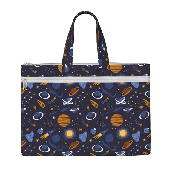 Kdxio Galaxy File Tote Document Bag Business Briefcase Bag Document Organizer Tote Briefcase for Letter A4 Files Business Teacher Office Bag