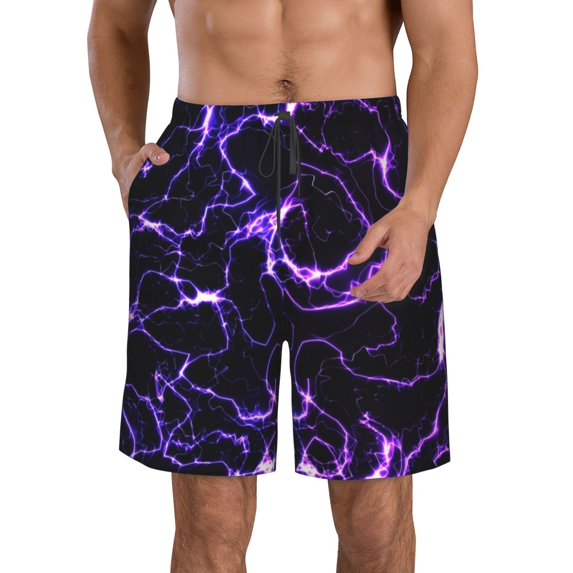 Kdxio Galaxy Lightning Pattern Mens Casual Shorts - Drawstring Summer Beach Sports Shorts for Men