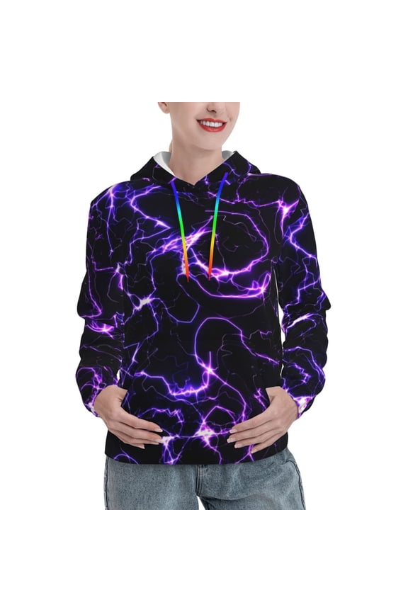 Galaxy Lightning Print Womens Oversized Hoodies Sweatshirts Hooded Pullover Tops Sweaters Casual-XX-Large