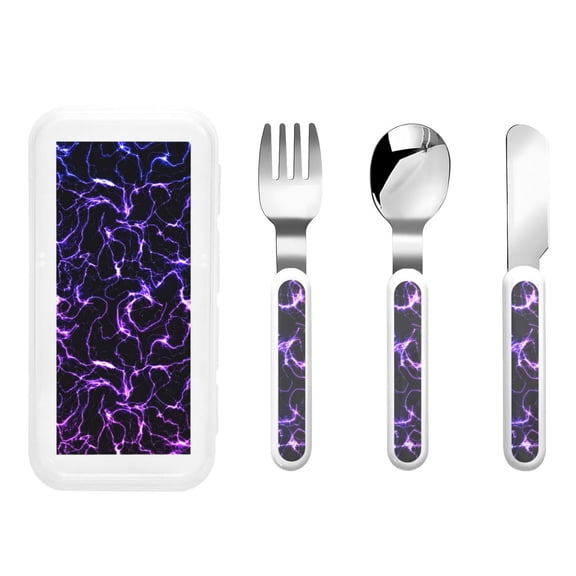 Kdxio Galaxy Lightning Toddler Utensils Set - Kids Silverware Set, Set Kids Utensils Set with Case for Preschooler Children