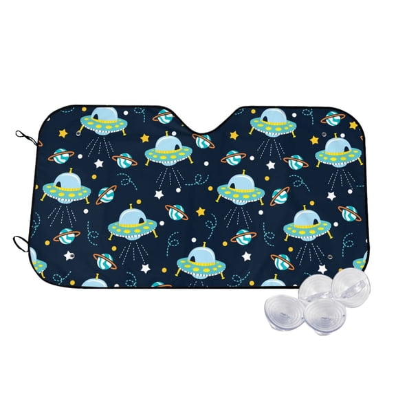 Kdxio Galaxy With Ufo Print Windshield Sun Shade,UV Rays and Sun Heat Protection,Sunshade for Car Windshield,Car Shade Front Windshield - Small