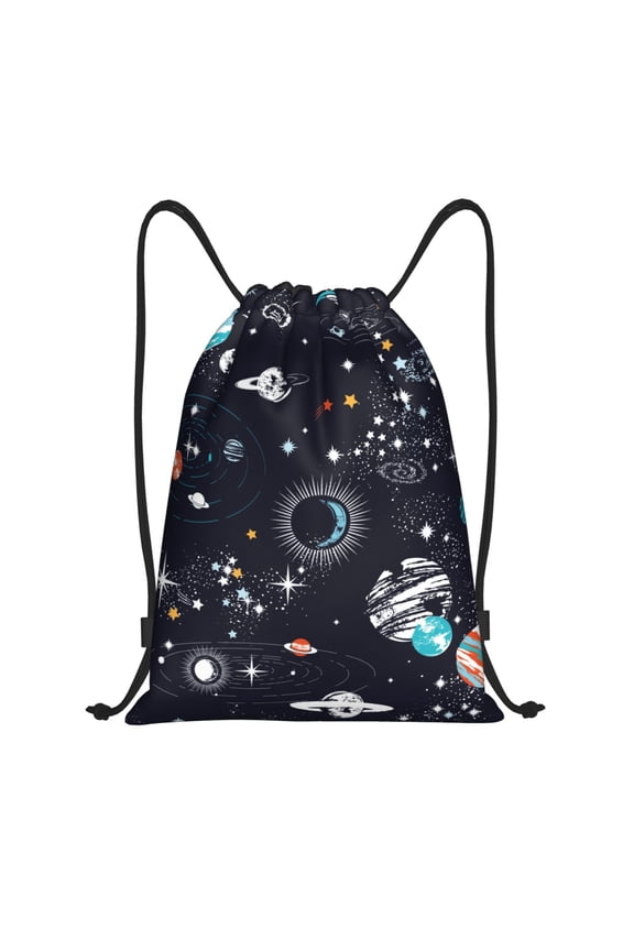 Galaxy2 Print Drawstring Backpack Bag,Waterproof Draw String Back Sack, Gym Drawstring Bags Swim Bag For Unisex