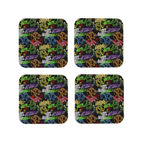 Kdxio Game Joysticks Funny Coasters,4 Pcs Leather Coasters,Housewarming Gifts,Protect Furniture From Water Marks Scratch And Damage