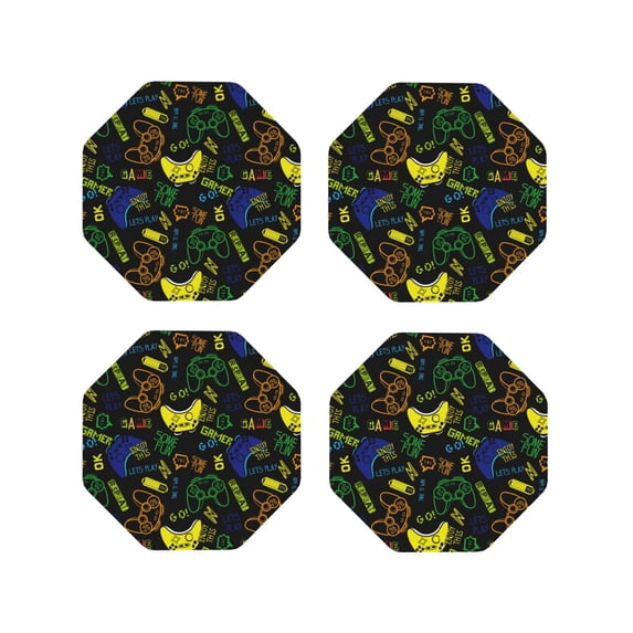 Kdxio Game Play Funny Coasters,4 Pcs Leather Coasters,Housewarming Gifts,Protect Furniture From Water Marks Scratch And Damage