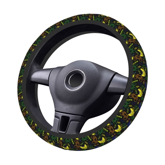 Kdxio Game Play Print Elastic Stretch Steering Wheel Cover,Auto Steering Wheel Cover,15 Inch Anti-Slip,Warm in Winter and Cool in Summer,Fit Suvs,Vans Cars,Trucks