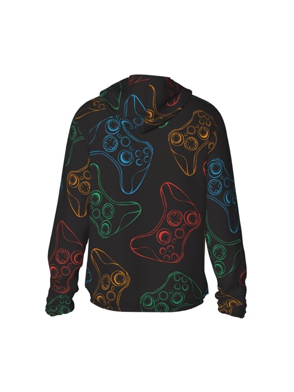 Gamepad Joystick Game Print Women Men Sun Protection UPF 50+ Jackets Zip Up Long Sleeve Hoodie Hiking Lightweight with Pockets