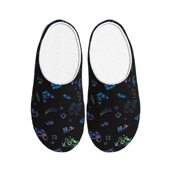 Kdxio Gamepads Women's Men's Slippers Plush Slip-On House Slipper for Winter Indoor Soft Cushion Non-slip Fluffy Slides Slippers-35/36