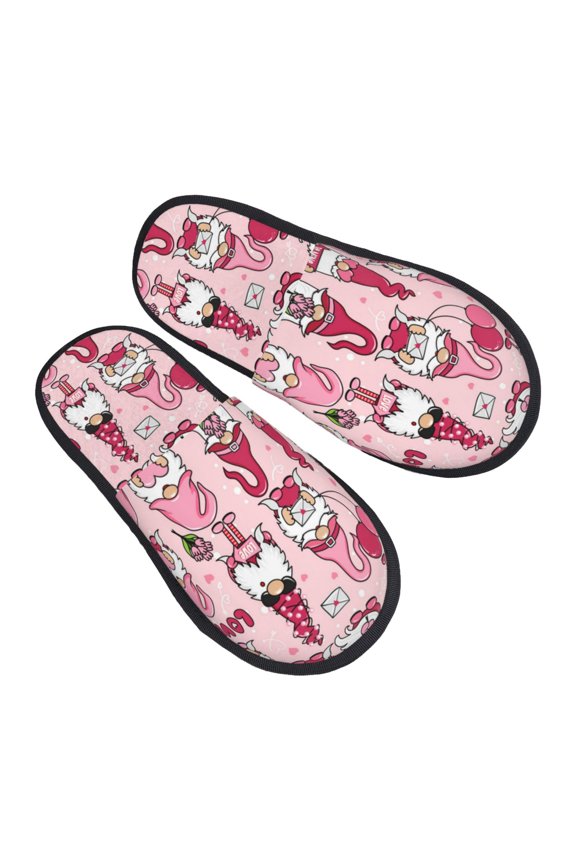 Garden Gnomes Pattern Slippers for Women Memory Foam Fuzzy House Slippers Bedroom Non-slip Warm Womens Slippers