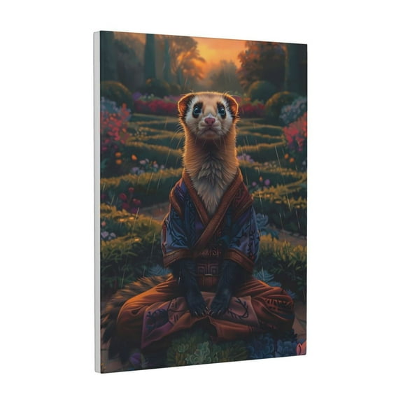 Kdxio Garden Meditating Weasel Pattern Canvas Wall Art 12x16 Inches - Waterproof HD Print Solid Wood Frame for Living Room & Bathroom,Vertical