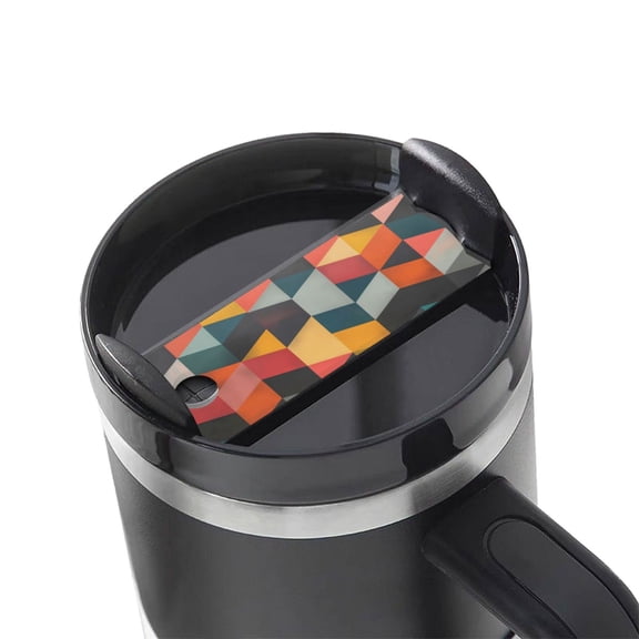 Kdxio Geometric Cube Pattern Art Name Plate Compatible Stanley Cups Name Tag Acrylic Nameplate Tumbler Lid Topper for Cup Accessories