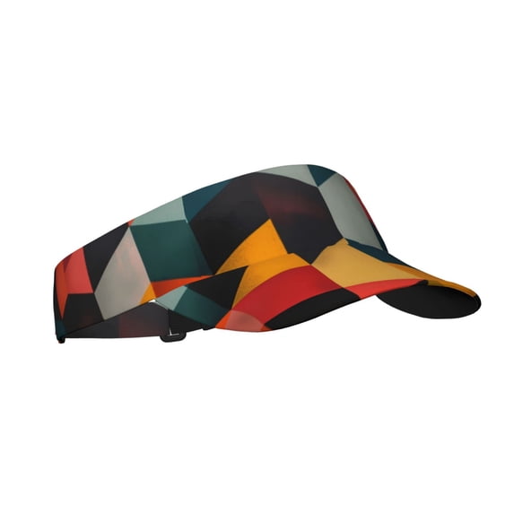 Kdxio Geometric Cube Pattern Art Print Sun Visor Hat Golf Visor Adjustable Velcro Outdoor Sports Cap for Men Women