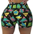 thumbnail image 1 of Kdxio Geometric Dinosaur Print Workout Shorts for Women Seamless Soft Smooth Gym Yoga Scrunch Active Shorts, 1 of 9