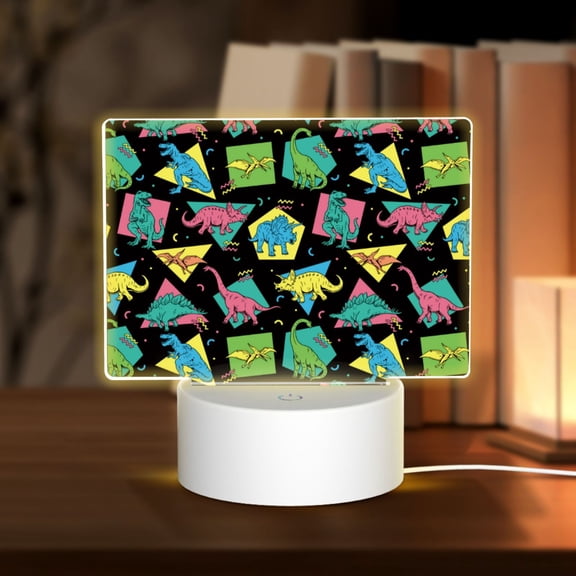 Kdxio Geometric Dinosaur Rectangular Acrylic Night Light Acrylic Sleep Night Light Friend Gifts for Birthday Gifts for Women Teens Boys Girls
