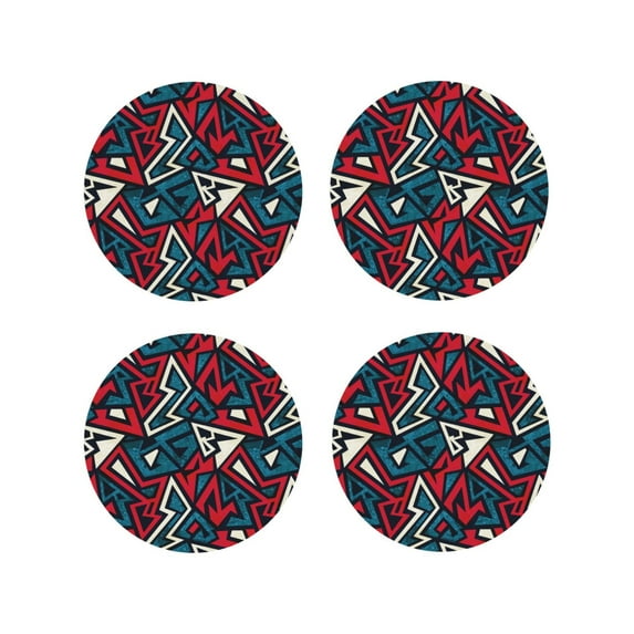 Kdxio Geometric Elements Funny Coasters,4 Pcs Leather Coasters,Housewarming Gifts,Protect Furniture from Water Marks Scratch and Damage