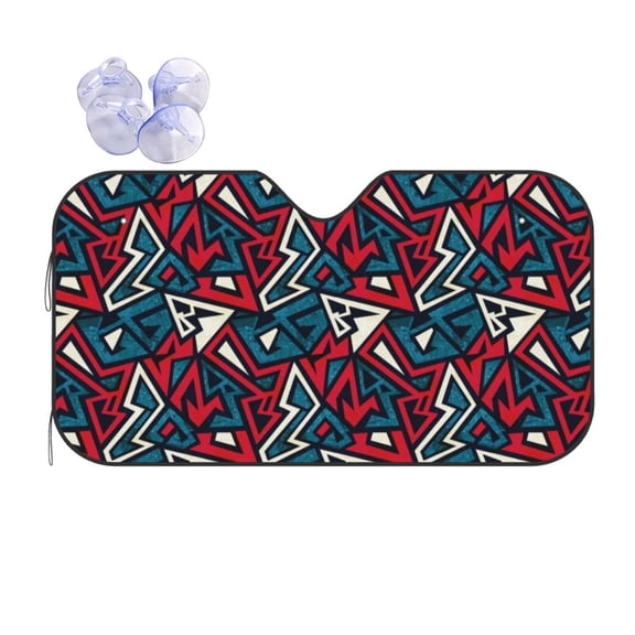 Kdxio Geometric Elements Print Front Windshield Sun Shade,Folding Auto Sunshade for Car Truck SUV-Small