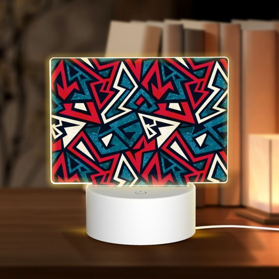 Kdxio Geometric Elements Rectangular Acrylic Night Light Acrylic Sleep Night Light Friend Gifts for Birthday Gifts for Women Teens Boys Girls