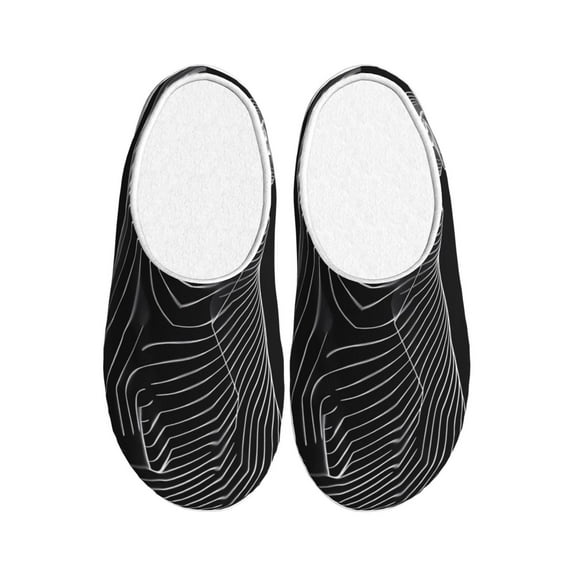 Kdxio Geometric Lines Dog Art Women's Men's Slippers Plush Slip-On House Slipper for Winter Indoor Soft Cushion Non-slip Fluffy Slides Slippers-46/47