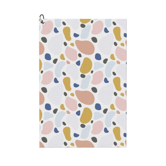 Kdxio Geometric Spots Pattern Golf Towel (24" X 16") with Carabiner Clip - The Convenient Golf Cleaning Towel