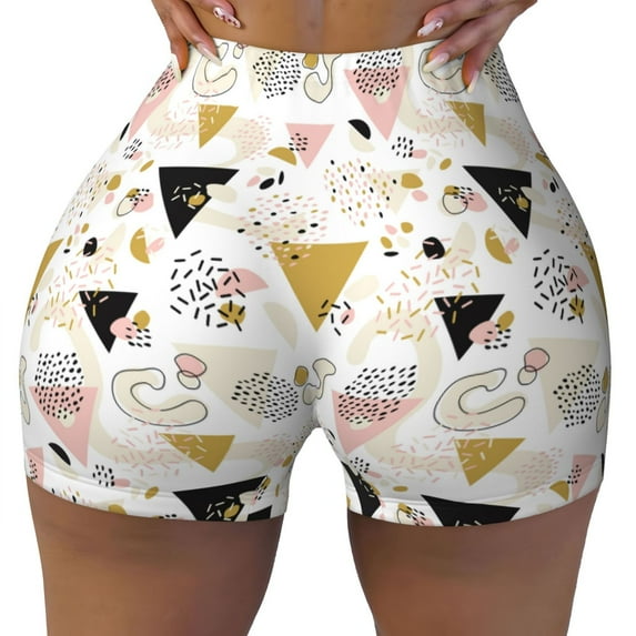 Kdxio Geometric Triangle Print Workout Shorts for Women Seamless Soft Smooth Gym Yoga Scrunch Active Shorts