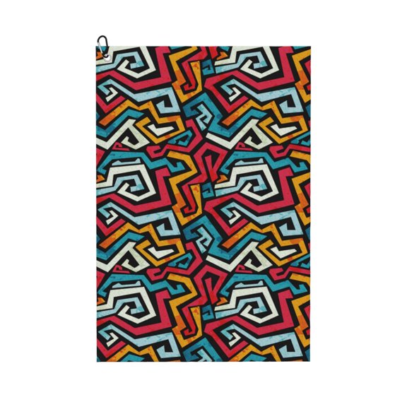 Kdxio Geometry Pattern Golf Towel (24" X 16") with Carabiner Clip - The Convenient Golf Cleaning Towel