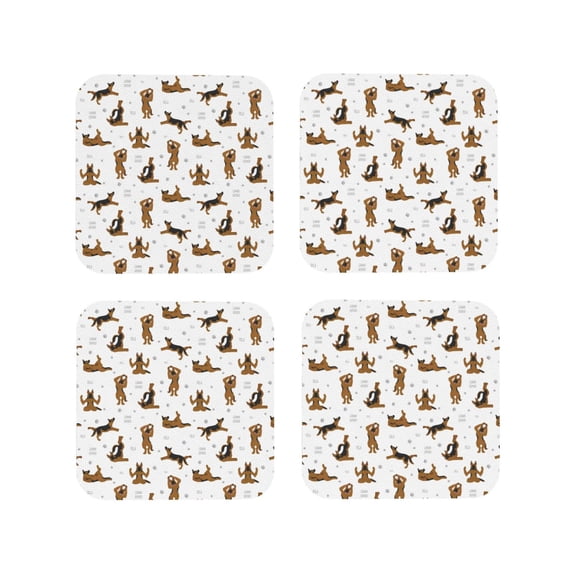 Kdxio German Shepherd Dog Funny Coasters,4 Pcs Leather Coasters,Housewarming Gifts,Protect Furniture from Water Marks Scratch and Damage