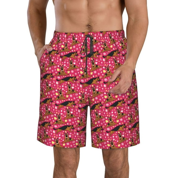 Kdxio German Shepherd Dog Pattern Mens Casual Shorts - Drawstring Summer Beach Sports Shorts for Men