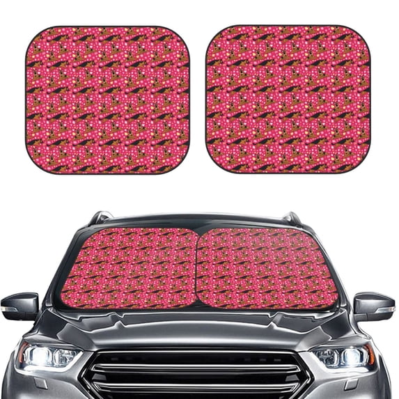 Kdxio German Shepherd Dog Print 2-Piece Sun Shade Front Windshield - Foldable Car Front Window Sunshades for Most Sedans SUV Truck