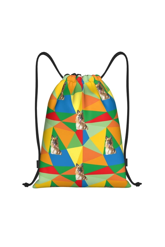 German Shepherd Dog Print Drawstring Backpack Bag,Waterproof Draw String Back Sack, Gym Drawstring Bags Swim Bag For Unisex