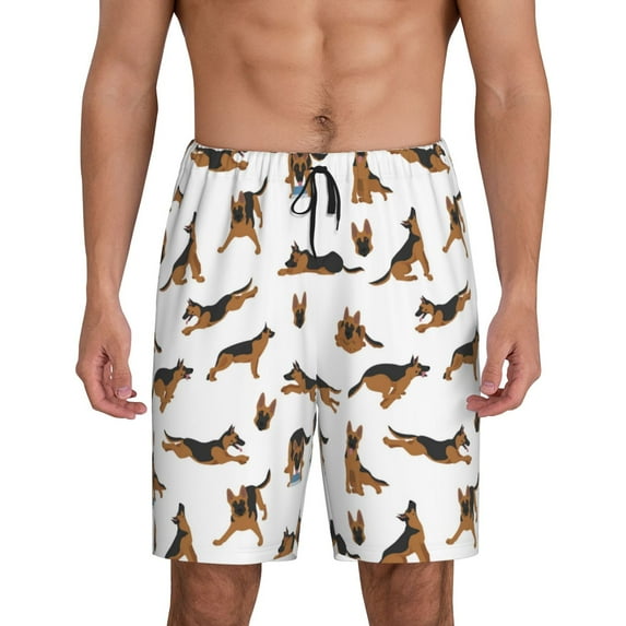 Kdxio German Shepherd Dog Print Mens Sleep Shorts Bottoms Soft Comfy Pajama Wear Pants with Drawstring Pockets