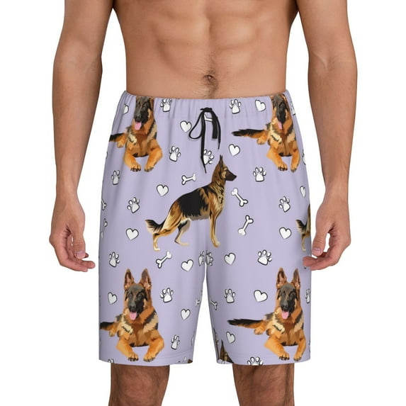 Kdxio German Shepherd Dog Print Mens Sleep Shorts Bottoms Soft Comfy Pajama Wear Pants with Drawstring Pockets