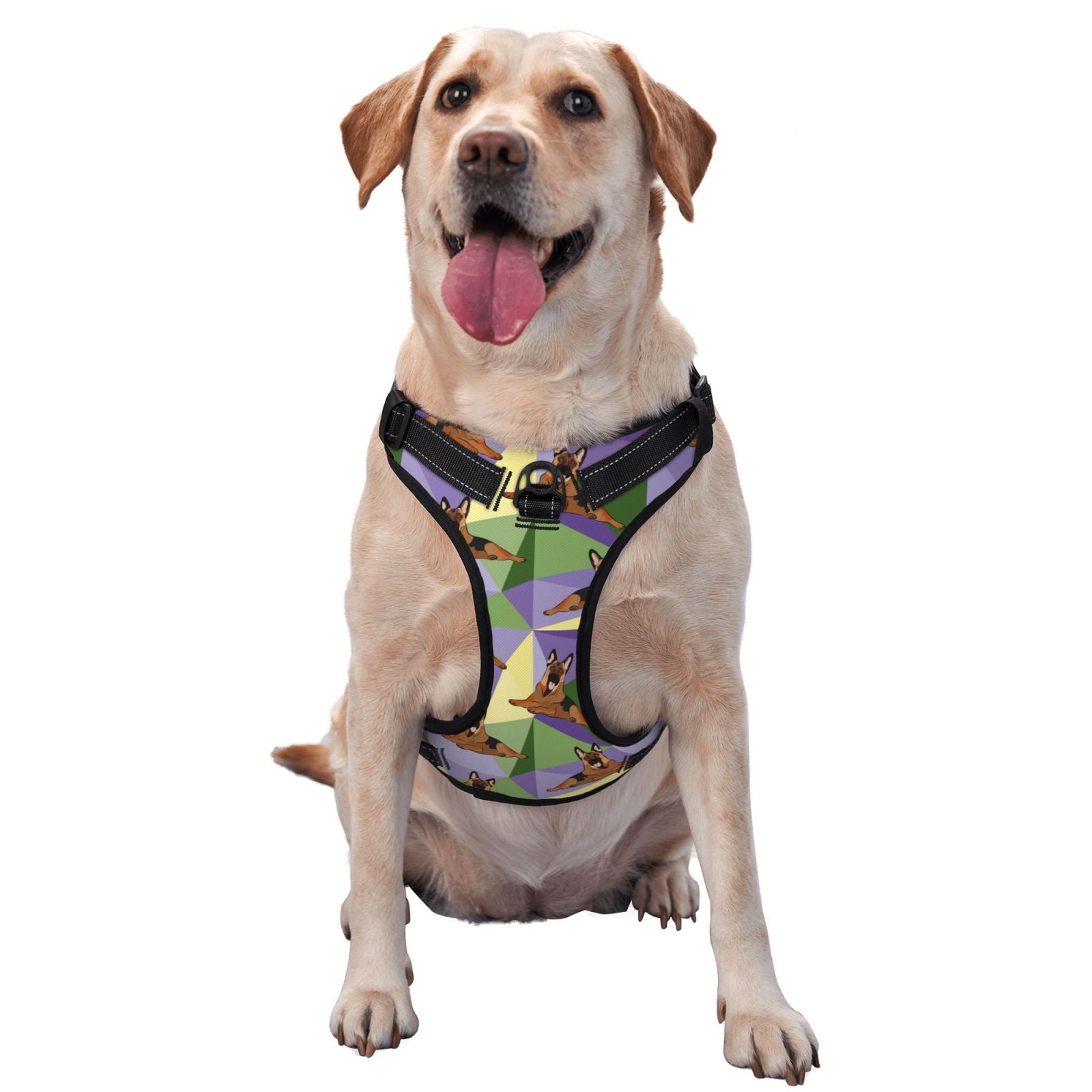 Kdxio German Shepherd Dog Print No Pull Dog Harness Adjustable Reflective Oxford Easy Control Medium Large Dog Harness for Training and Everyday-Medium