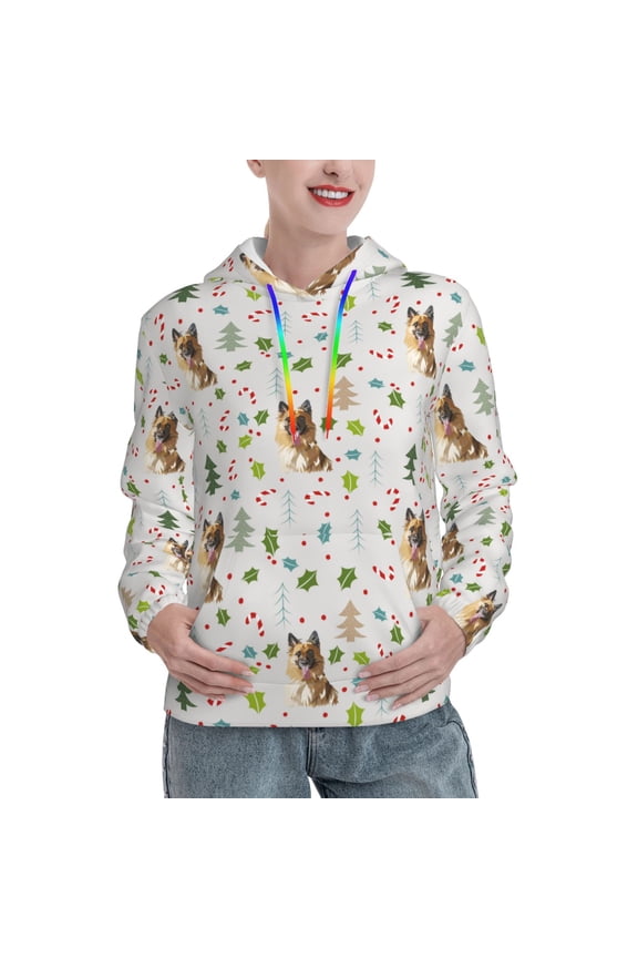 German Shepherd Dog Print Womens Oversized Hoodies Sweatshirts Hooded Pullover Tops Sweaters Casual-Medium