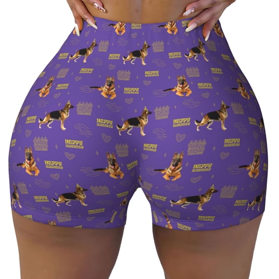 Kdxio German Shepherd Dog Print Workout Shorts for Women Seamless Soft Smooth Gym Yoga Scrunch Active Shorts
