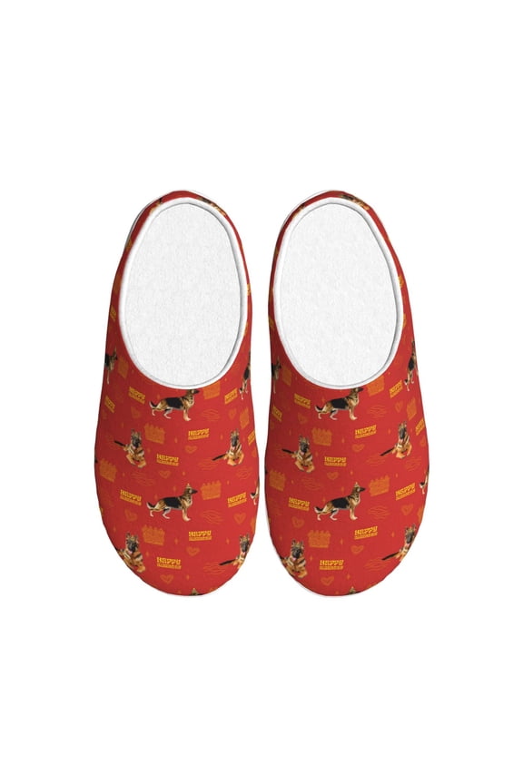 German Shepherd Dog Women's Men's Slippers Plush Slip-On House Slipper for Winter Indoor Soft Cushion Non-slip Fluffy Slides Slippers-8